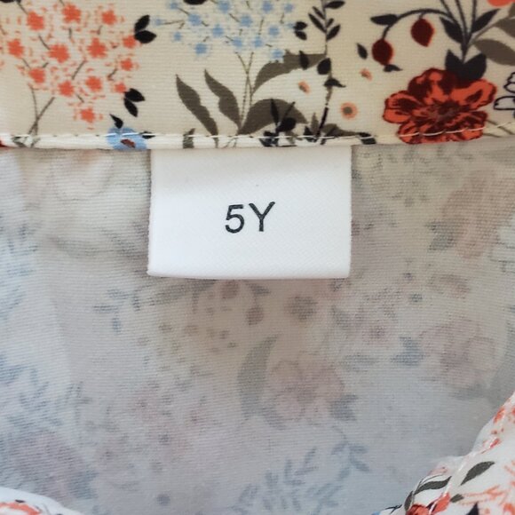 Tween Girls Floral Print Rust Tulle Dress with Woven Belt SZ 5Y - Picture 7 of 10